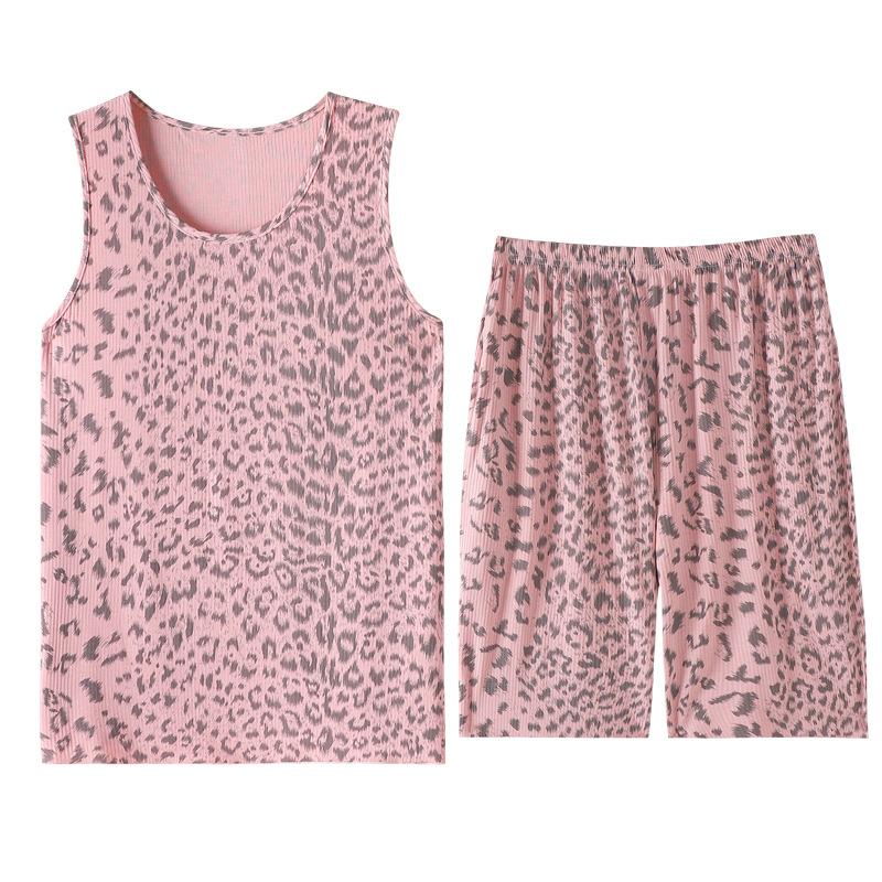 With Chest Pad~ Modal Pajamas Women's Summer Sleeveless Medium Pants Loose Large Size Fat MM Vest Loungewear Set Thin