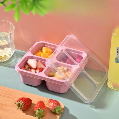 Wheat Straw Compartment Lunch Box Microwave-safe Square Four-compartment Student Bento Box Snack Fast Food Box