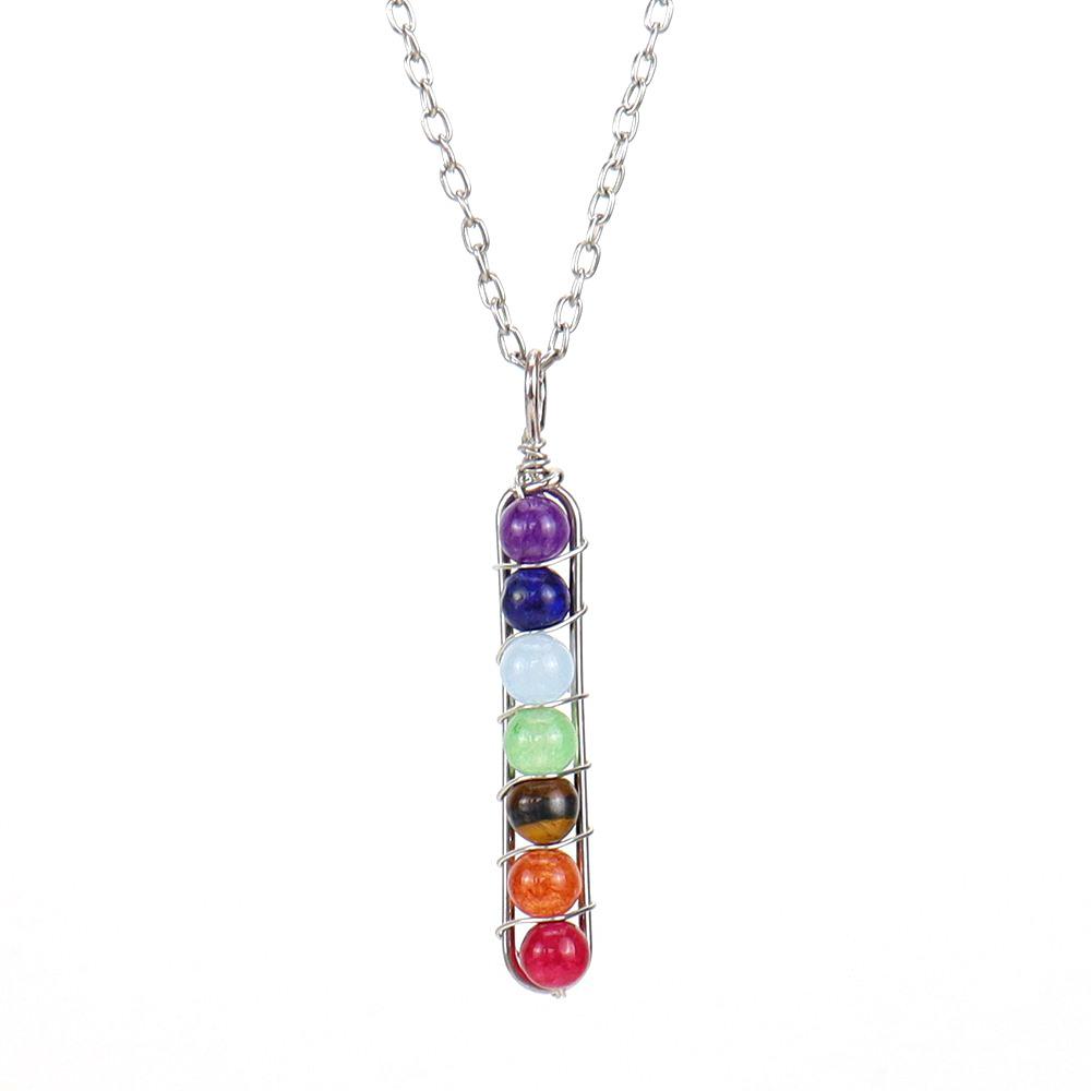 Hand-Wound Colorful Beaded Crystal Agate U-Shaped Pendant Necklace N122