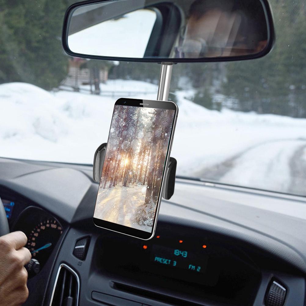 Car Rearview Mirror Phone Holder Seat Back Hook Mount for Navigation
