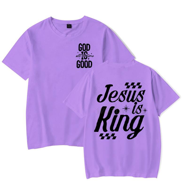 Gift for Christian Tshirt Unisex Women Jesus Is King Graphic Tee Crew Neck Fashion Summer Tops Jesus Religious Faith Based TShirt
