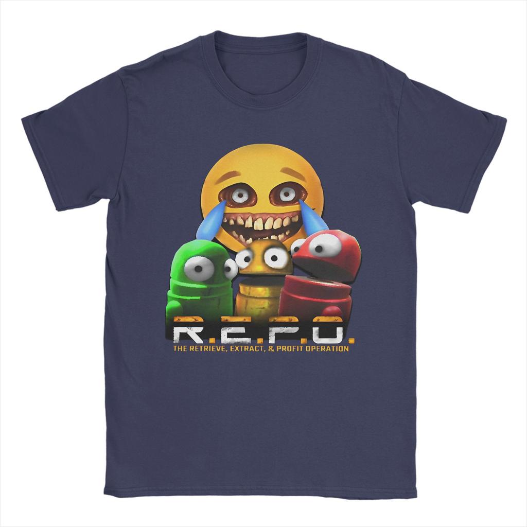 R.E.P.O Künstlerische Figuren der Inspiration T-Shirt Herren Baumwolle Vintage T-Shirt Rundhalsausschnitt Heißes Spiel Repo Roboter T-Shirts Merchandise Erwachsener
