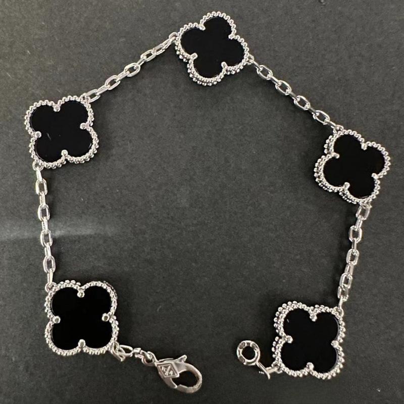 Exquisite Four-leaf Clover Bracelet for Women Five-flower Bracelet Double-sided Natural White Mother-of-pearl and Carnelian Bracelet