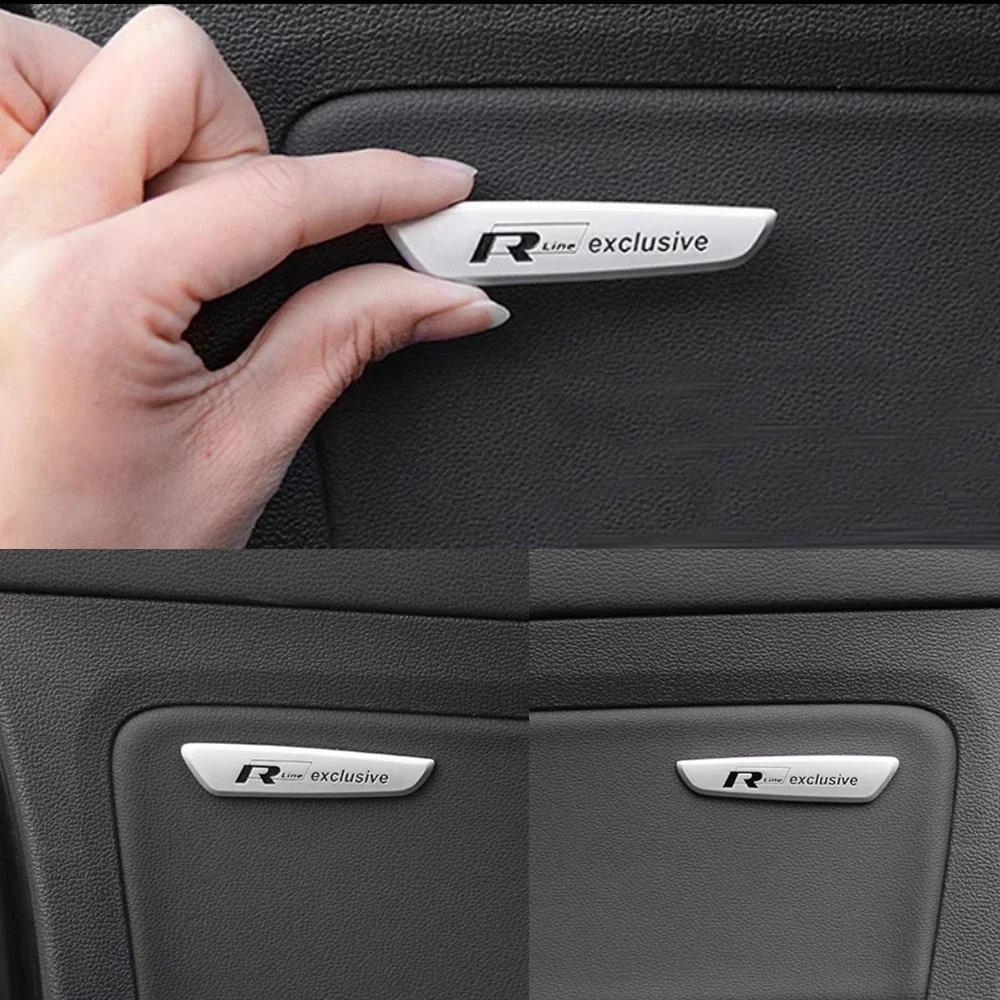 Silver Exclusive Badge For VW Sticker 2pcs Rline Exclusive Armrest Sticker Rline Interior Sticker For VW Golf Bora Passat Tiguan WR0