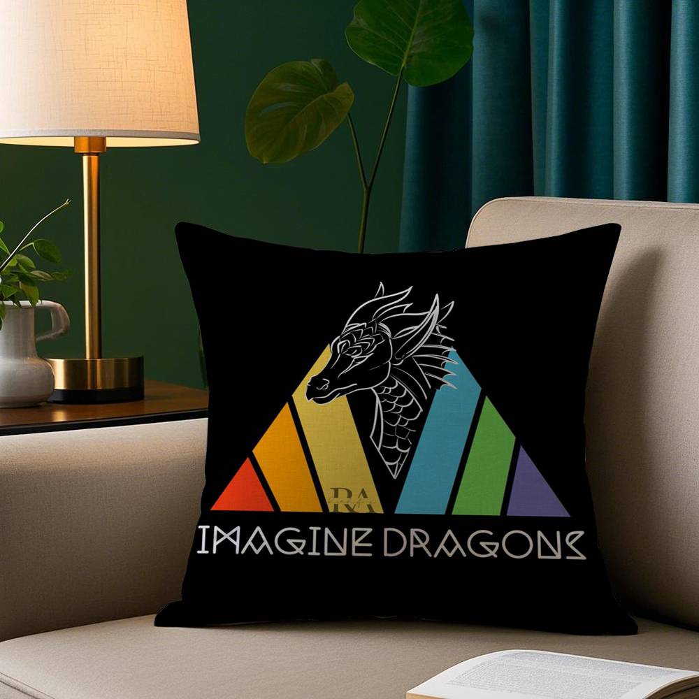 

I-Imagine D-Dragons Pillow Case Short Plush Print Cushion Cover Square Throw Pillow Covers Sofa Home Decor 12x12Inch