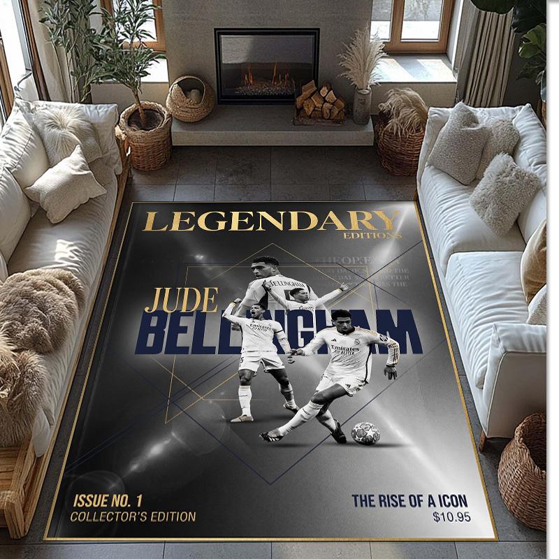 Jude Bellingham Soccer Football Pattern Soft Area Rug Non Slip Indoor Floor Carpet Sports Decor Mat for Bedroom