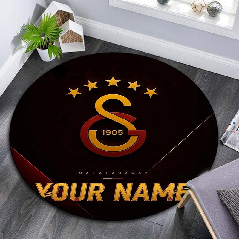Custom Name,Galatasaray SK pattern round rug,Carpet Rug for Living Room Bedroom Playroom ,Non-slip Floor Mat,Holiday Gifts and Birthday Gifts.