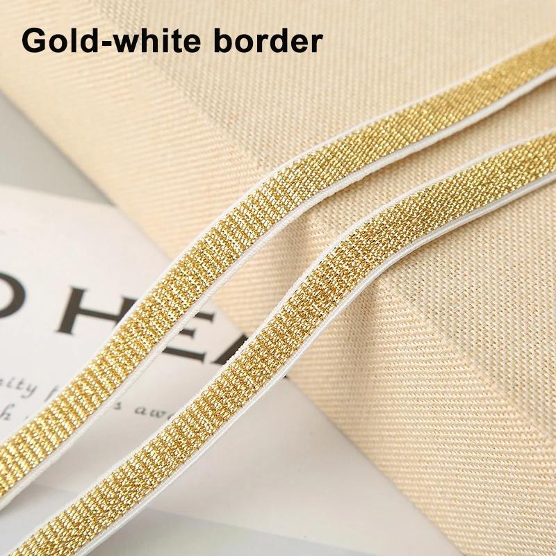2/5 Metro Faixas Elásticas Macias Dourado Prata Brilhante Fita Elástica Tira para Costura DIY Cós Elástico Acabamento para Artesanato