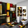 Creative Grid Decorative Shower Curtain Bathroom Set - Machine Washable, with 12 Hooks, Including Toilet Seat Cover and Bathtub