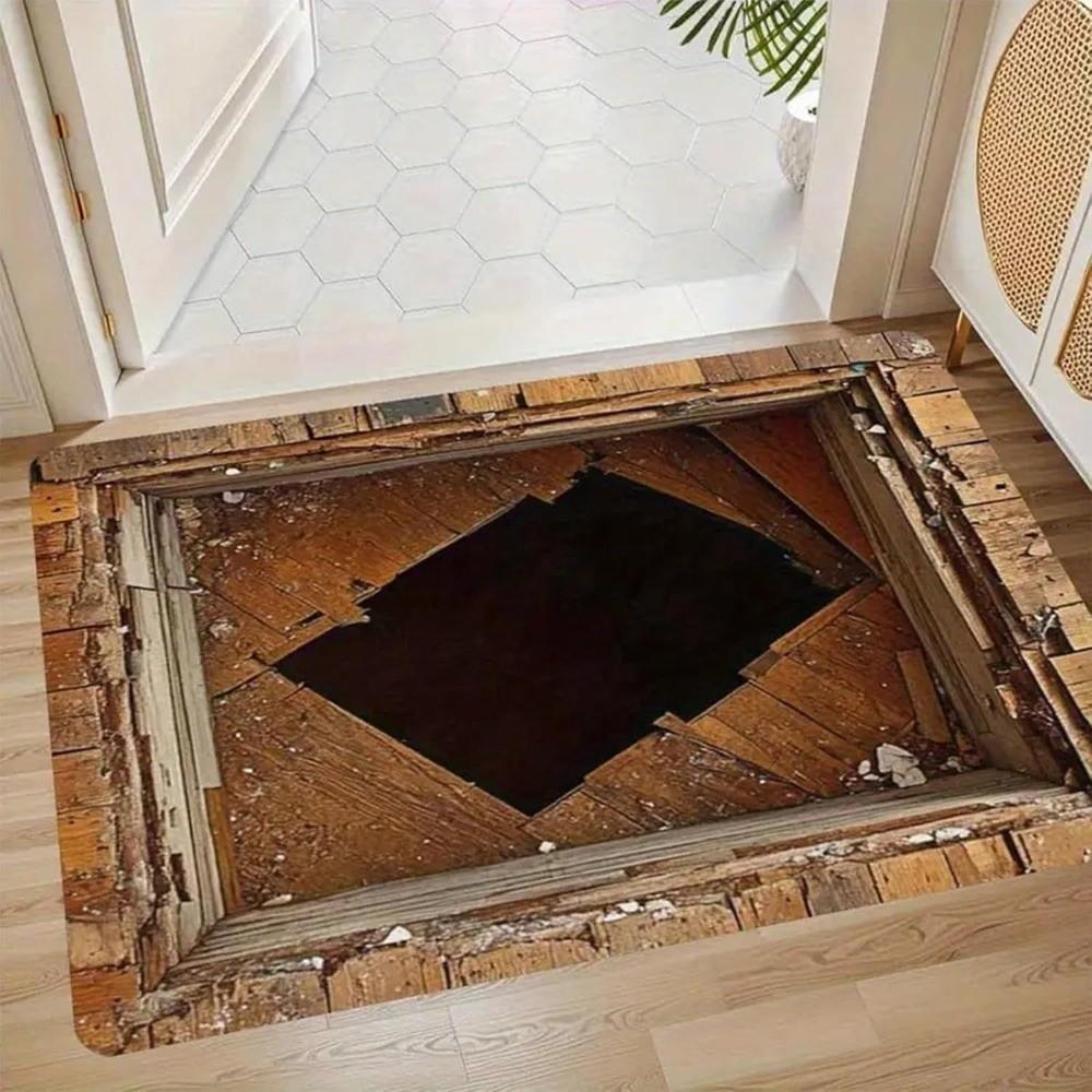 3D Flat Bedroom Door Mat Absorbent Floor Mat Durable Area Rug for Bathroom