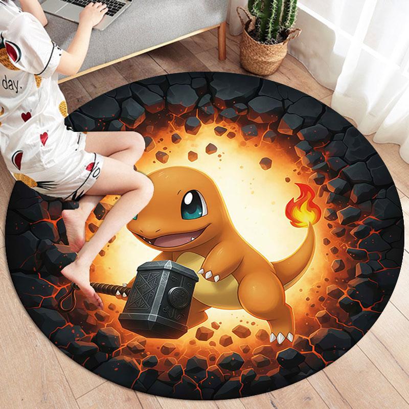 Cartoonflames Round Area Rug,Carpet Rug for Living Room Bedroom Sofa Playroom Decor,Non slip Floor Mat