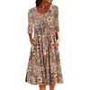Fashion Floral Print Damen Kleid Plus Size Sommer Tasche Vintage Lose Freizeitkleider Weiblich Elegant Schlicht Rundhals Büro Dame Kleid 24258