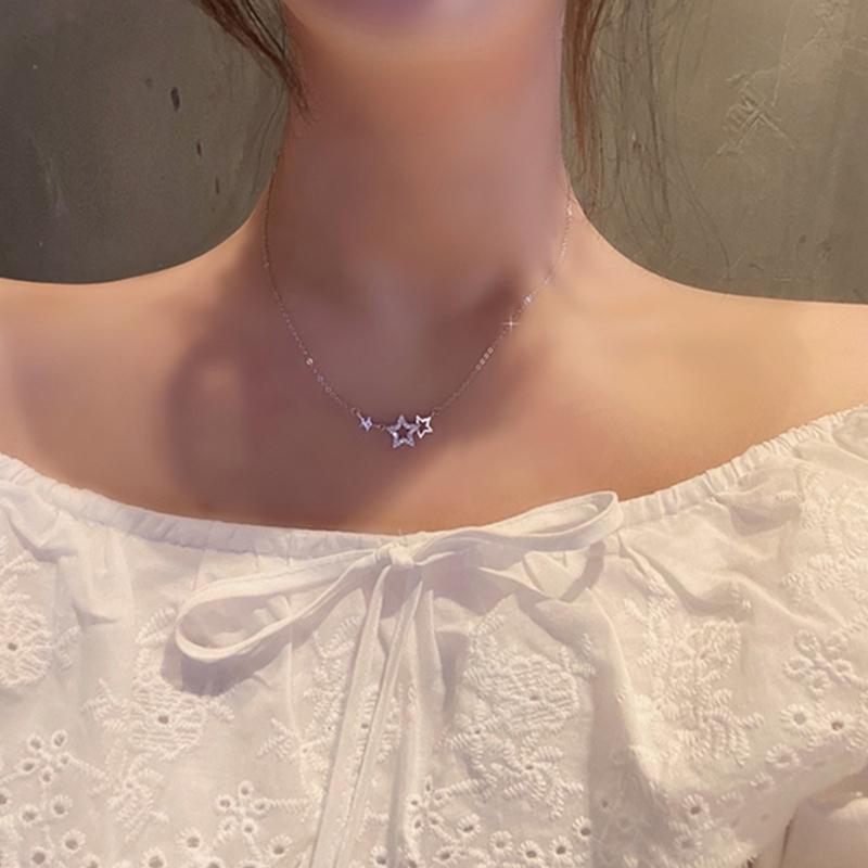 Collier ras du cou en métal argenté avec pendentif étoile et zircon pour femme, chaîne tendance, bijoux tendance, cadeau