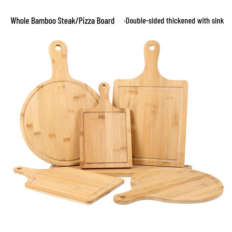 Round Bamboo Wood Dining Plate - Wooden Tray for Pizza, Steak, and Western Food Plating. Square pizza board 28*16*1.5cm