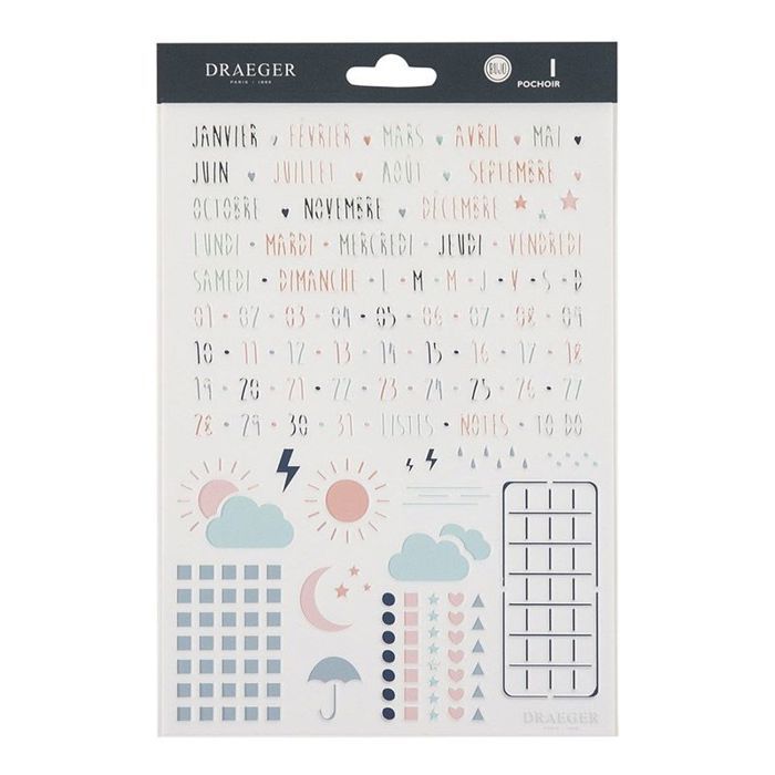 Pochoir de décoration d'agenda 15 x 21 cm - Calendrier