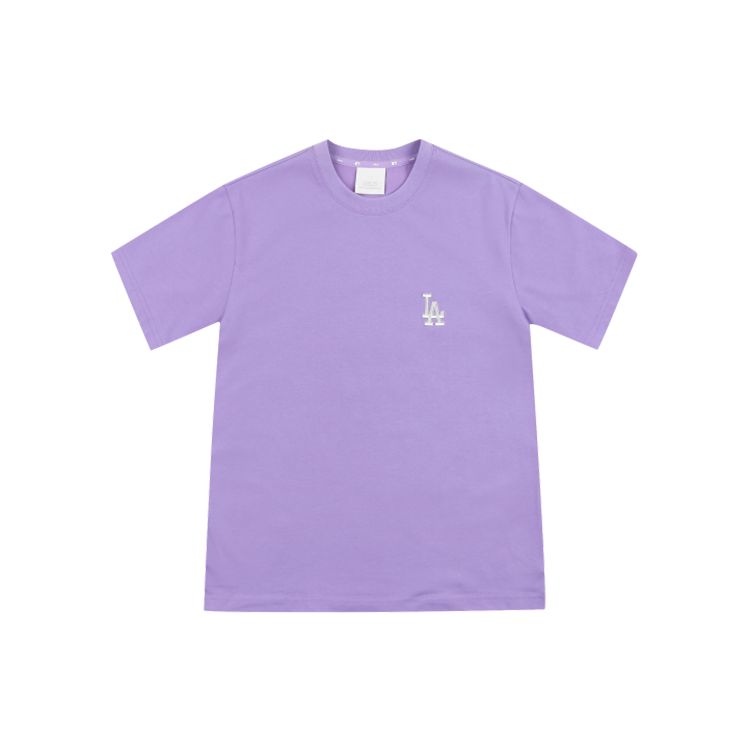 MLB Los Angeles Dodgers Dopamine Solid Color Large Logo Print Casual Loose Fit Crew Neck Short Sleeve T-Shirt Unisex T-Shirts Purple 31TS03131-07V