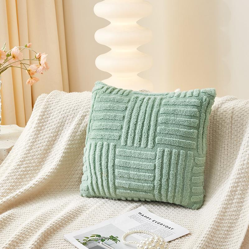 Pillowcase Woven Plush Sofa Pillow Sleeve Solid Color Soft Cushion Cover