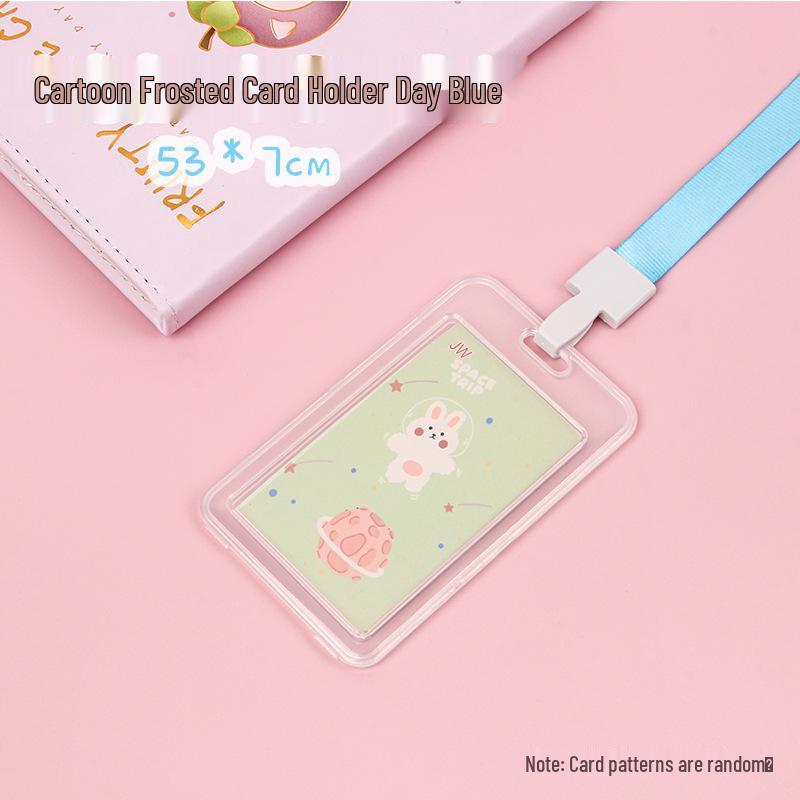 Creative Cartoon ID Card Holder with Lanyard - Cute, Transparent, and Waterproof for Students and Employees