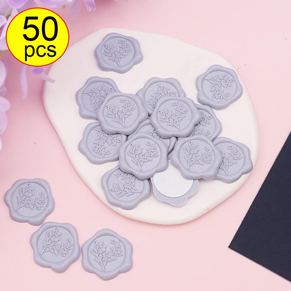 50pcs Eucalyptus Wax Seal Stickers - 9 Colors Invitation Envelope Seal Stickers, Self-Adhesive Stickers, Perfect for Invitation