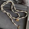 Long Alternating Pearl Necklace with OT Clasp - Stackable Sweater Chain, Autumn/Winter Jewelry (120cm) NL102