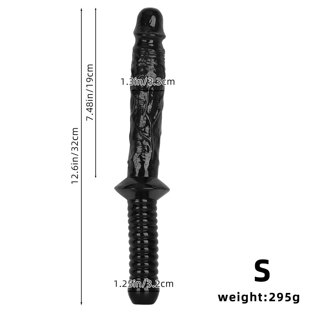 Dildo cu mâner PVC negru Masturbator Butt Plug Jucărie sexuală cu pumni Big Dick Curea pe penis Lesbiană BDSM