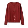 0 Wollstrickjacke Damen Rundhalsausschnitt nahtlos gestrickte Jacke lockerer Rückstrickpullover mit dünnen Herbst-Neuheiten