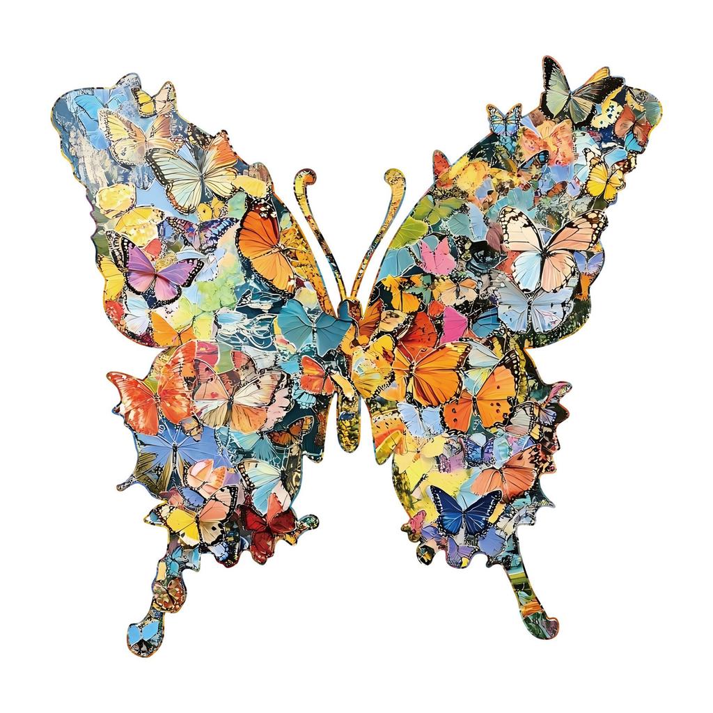 Butterfly Puzzle Wooden Special-Shaped Splicing Toy Decorative Painting Gift Puzzle Decompression Puzzle