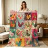 Soft Warm Flannel Blanket with Rise And Shine Rooster Floral Patchwork Print All Season Lightweight Cozy Throw Blanket for Couch Sofa Bedroom Office L
