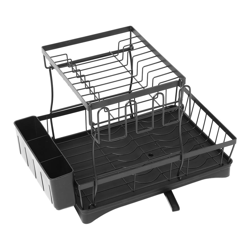 Dish Drying Rack Multipurpose Large Capacity Strong Load Bearing 2 Tier Dish Rack with Drainboard fo