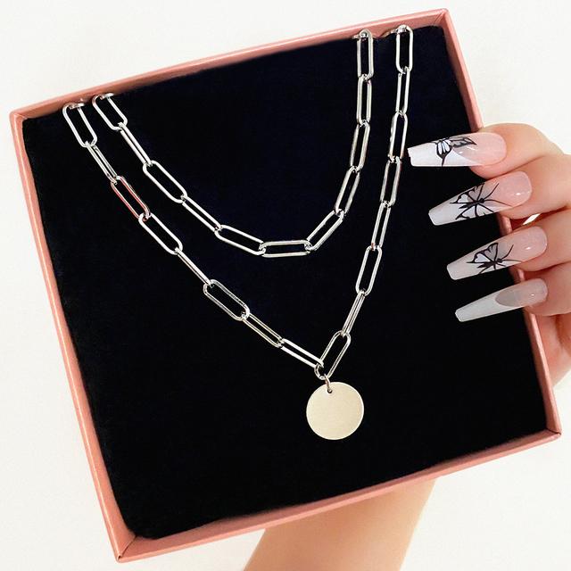 Silver Color Shining Crystal Butterfly Pendant Necklaces Double Layer Pendant Clavicle Choker For Women Jewelry Gifts