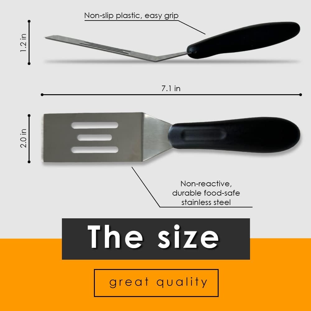 Stainless Steel Mini Serving Spatula, Culinary Kitchen Spatula for Serving and Turning, Mini Slotted Turner for Flipping, Cooking and Baking Kitchen