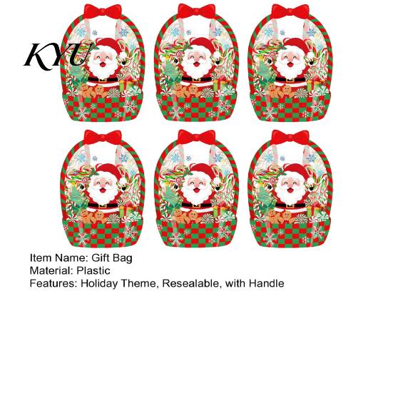 Candy Bags with Handle 2/4/6Pcs Clear Gift Bag for Halloween Christmas, Goodie Treat Holders Handle, Resealable Sealed Pouch Holiday Party Favors