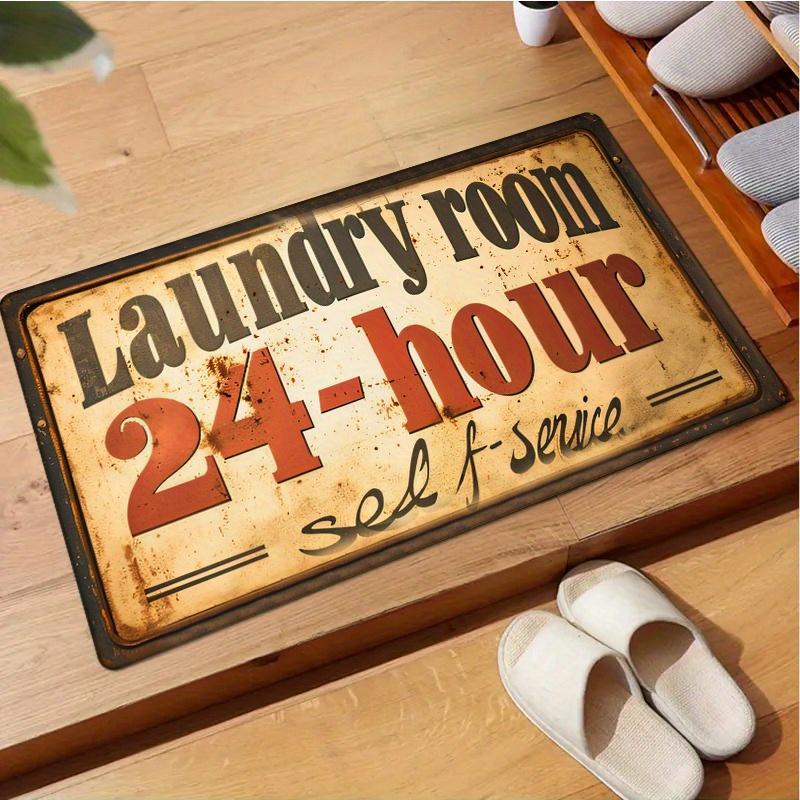 Vintage Sign Style Doormat "Laundry Room" Printed Polyester Machine Washable Entrance Floor Mat 80x50cm