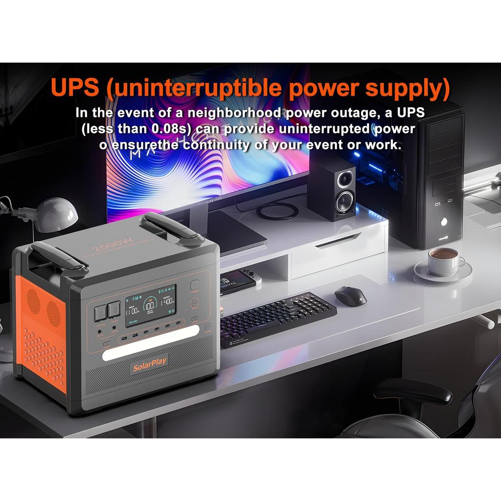 Brand New 2500W Portable Power Supply 2304WH Lifepo4 Battery Solar Panel Generator for Home Use with Flashlight Feature