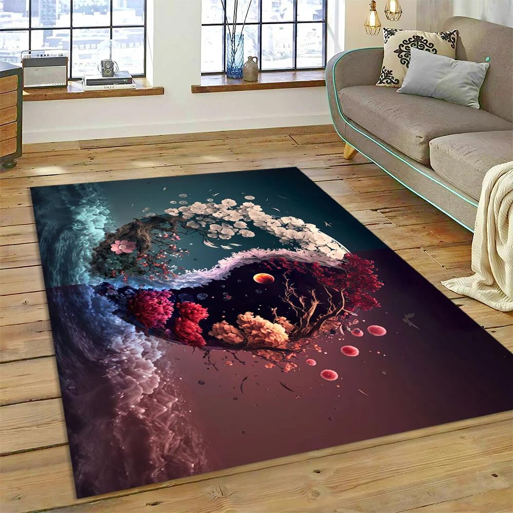 3D Naturalize Yin and Yang Chinese Tai Chi Carpet Rug for Home Living Room Bedroom Sofa Doormat Decor,Kids Area Rug Non-slip Mat