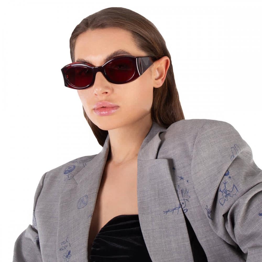 Salvatore Ferragamo Burgundy Oval Ladies Sunglasses Sf2008s 612 55 Multi