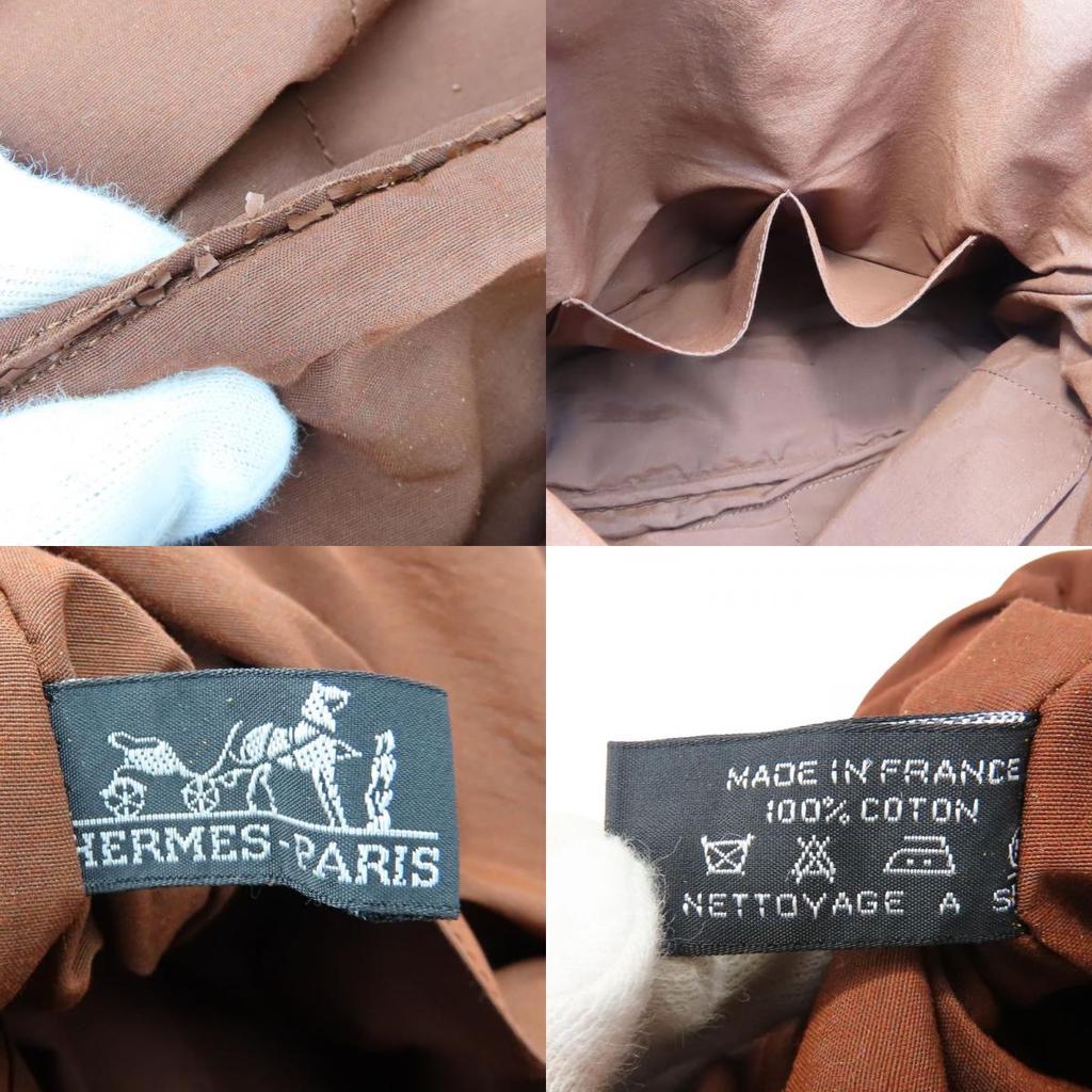 Used HERMES Pouch Bored Pouch TGM Cotton Brown Brown Accessory Case