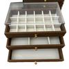 Velvet Walnut Three-Layer Jewelry Box for Earrings, Necklaces, and Bracelets - Large Capacity Display