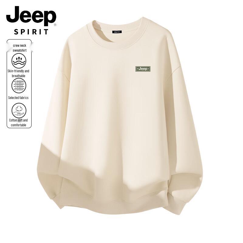 JEEP SPIRIT Men's Printed Crewneck Loose-fit Pullover Sweatshirt