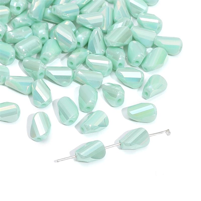 

10 шт. стеклянные бусины особой формы, хрустальные рассыпчатые бусины для изготовления ювелирных изделий своими руками, браслета, ожерелья светло-зеленый