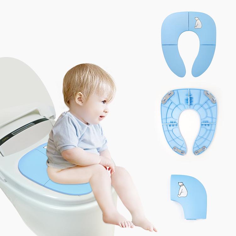 Kids' Foldable Travel Toilet Seat for Boys and Girls, Portable Car Seat Potty Ring blu