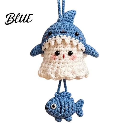 Holiday Party Favors Halloween Crochet Ghost Hanging Decoration Handmade Ornament for Car Cartoon Pendant Rearview Mirror Knit Yarn Decor