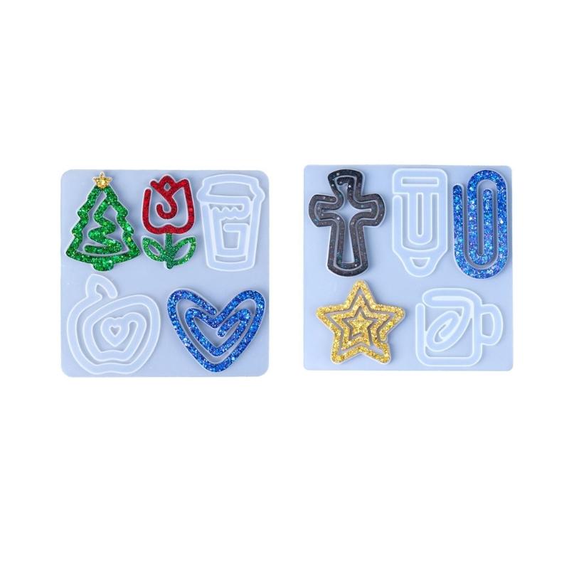 Earrings Silicone Molds Jewelry Making Mold Paper Clip Shape Pendant Moulds Silicone Texture Present for Art Enthusiasts