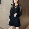 Long Sleeve Dresses Women Black Lace Patchwork Casual Office Ladies Elegant Slim Party Spring Vestidoes Chic Mid-Calf Vintage