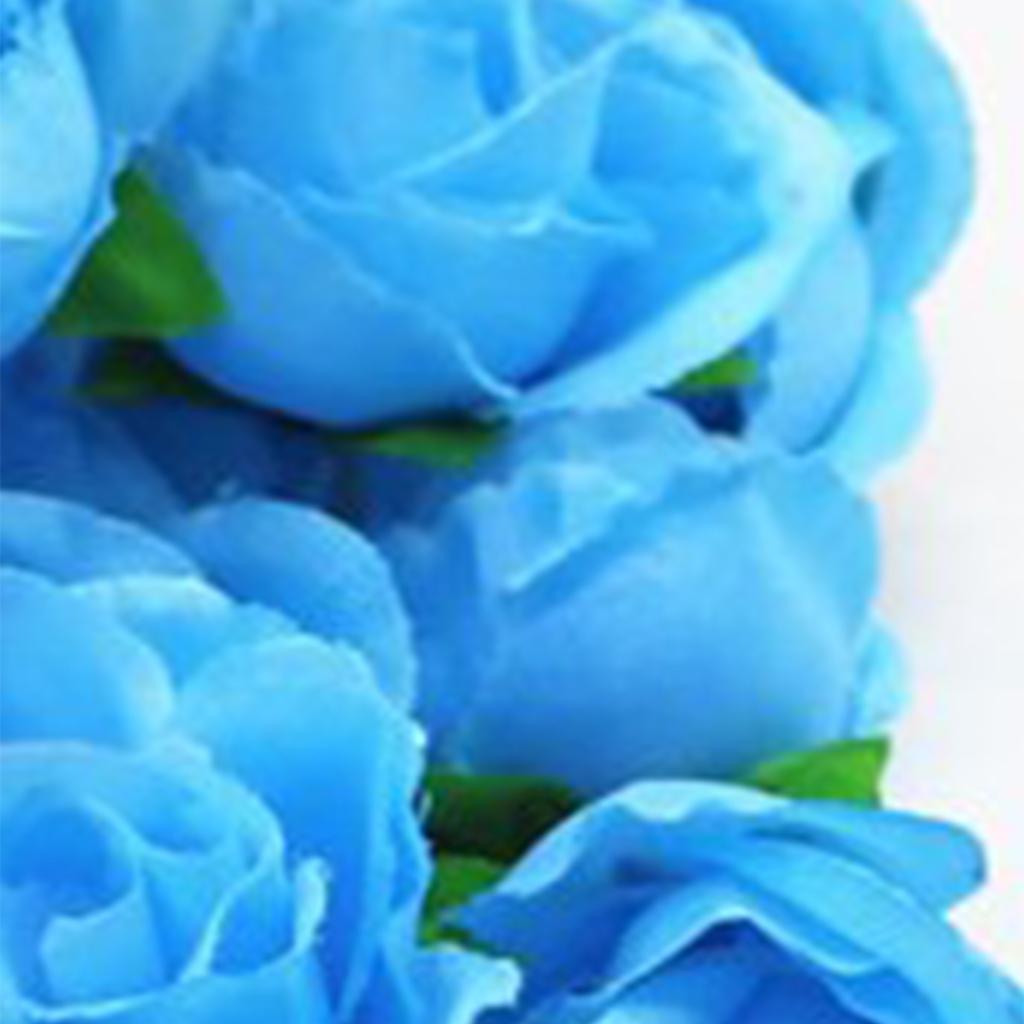 50 STÜCKE Simulation Rosenkopf Dekorativ Wiederverwendbar Seide Künstliche Rose Blume für Hochzeitsfeier Blau