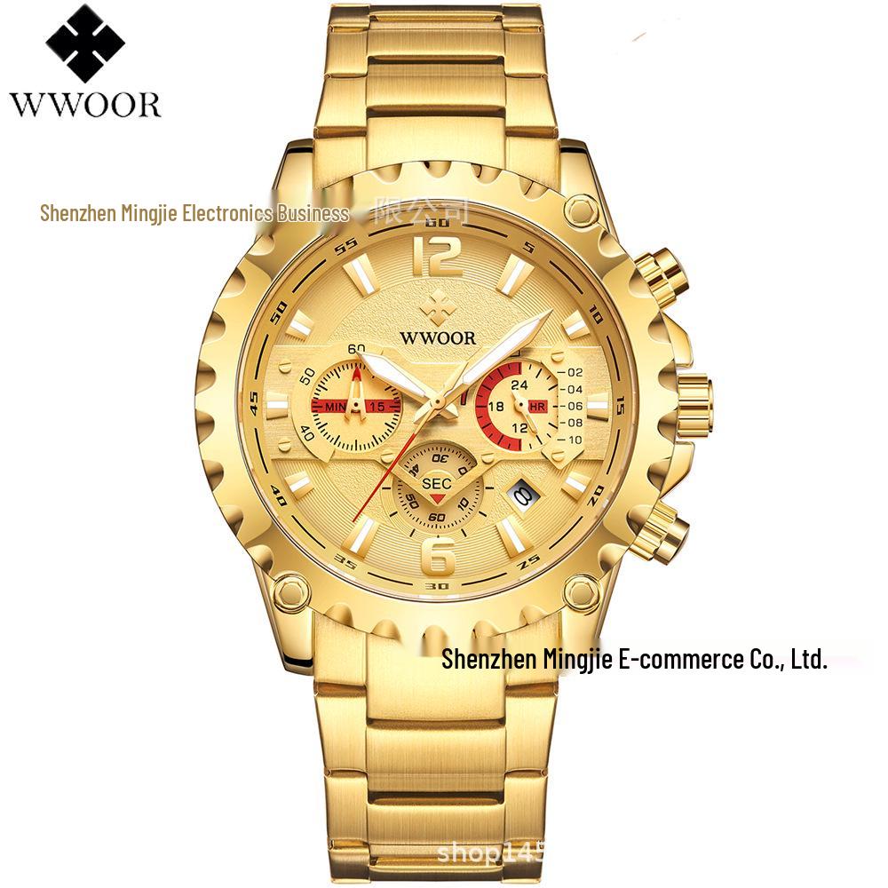 WWOOR Wò Ài 8880 Men s Multifunctional Waterproof Quartz Business Watch with Calendar