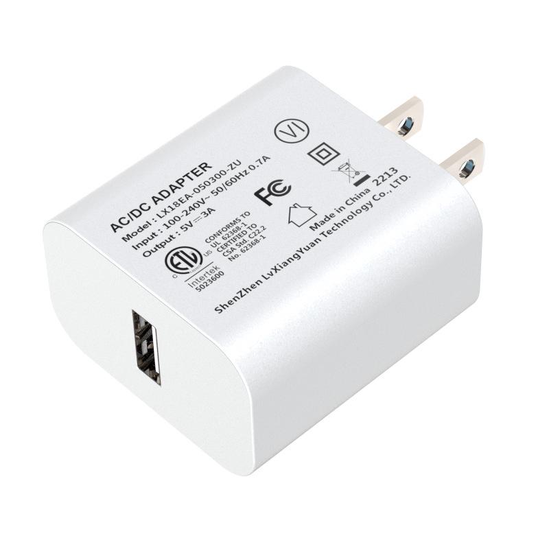 5V 3A Multi-Use USB Phone Charger, FCC/ETL Certified