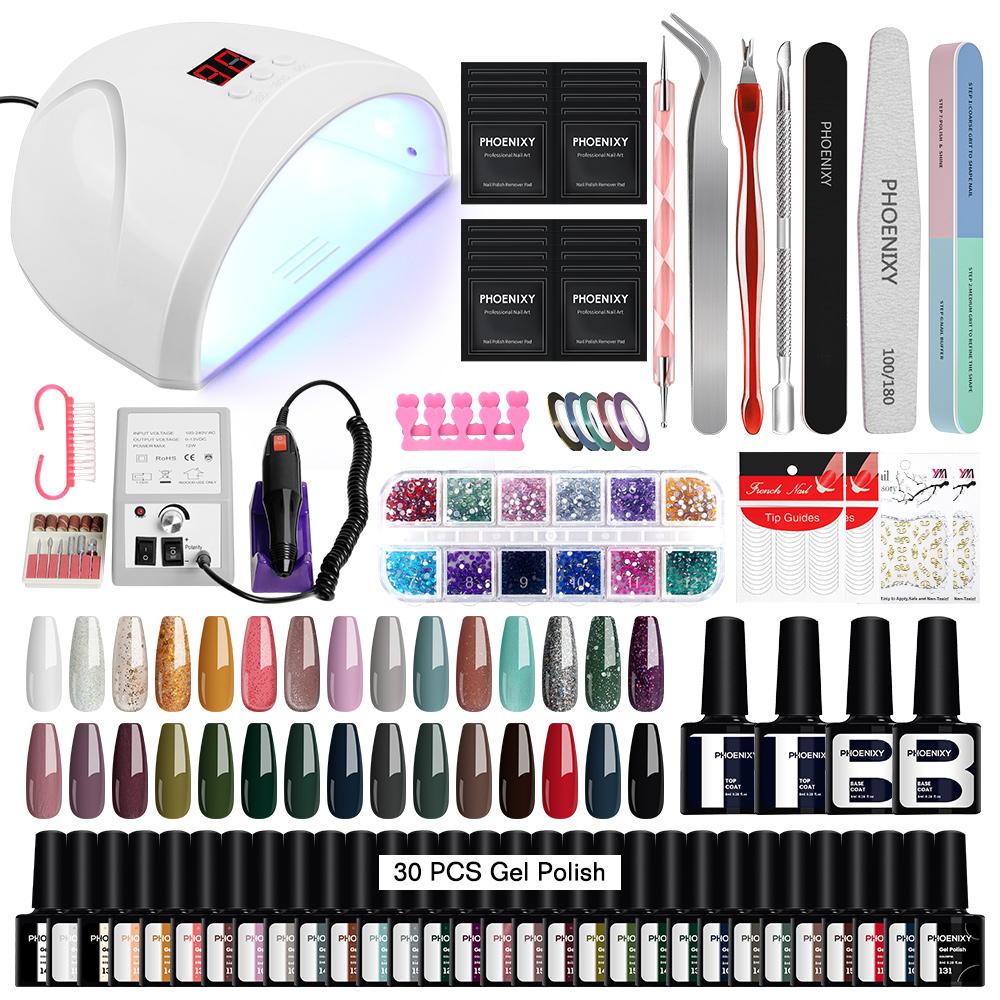 PHOENIXY 8ML Gel Nail Polish Nail Dryer 36W UV LED Lamp Nail Drill Machine Soak Off Gel Varnish Manicure Set and DIY Nail Art Decoration Tools