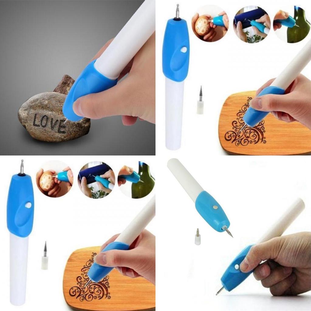 Electric Engraving Pen Jewelry Engrave Pen With White And Blue Design For Precise Diy Crafting