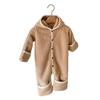 Infant Hooded Plush Bodysuit: Winter Hand & Foot Protection Long Sleeve Romper